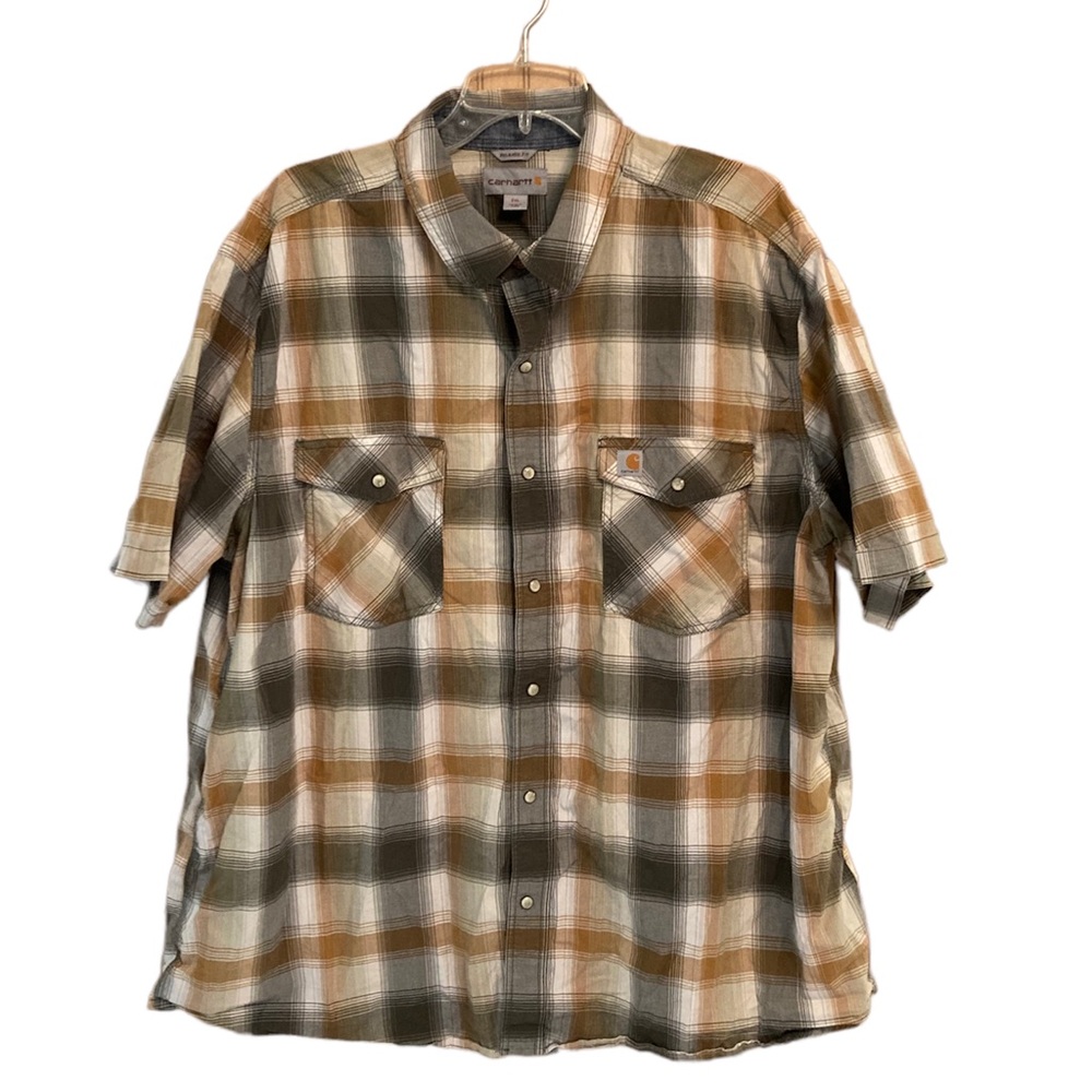 Carhartt Plaid Short Sleeve Button Down Shirt size 2XL